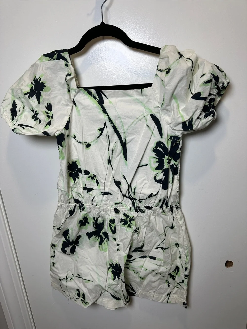 Tanya Taylor White Romper with Navy and Lime Floral (7)